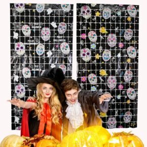 spooky halloween skull cube rain curtain