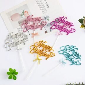 3D English Birthday (1) Acrylic Happy Birthday Cake Topper