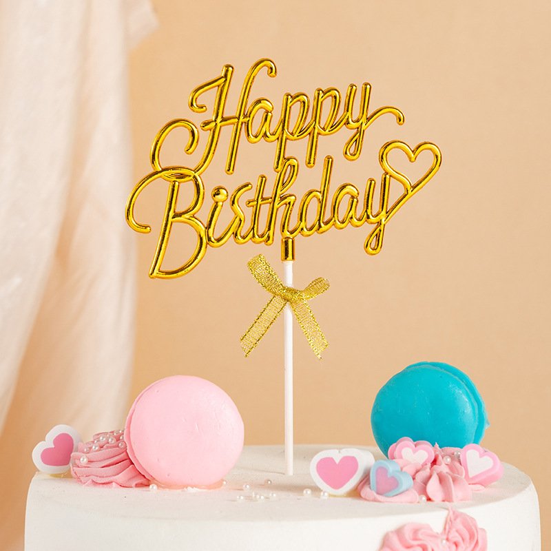 Acrylic English Happy Birthday Cake Topper Dessert Table Baking Decoration Picks - 图片 4