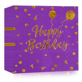 purple birthday napkin