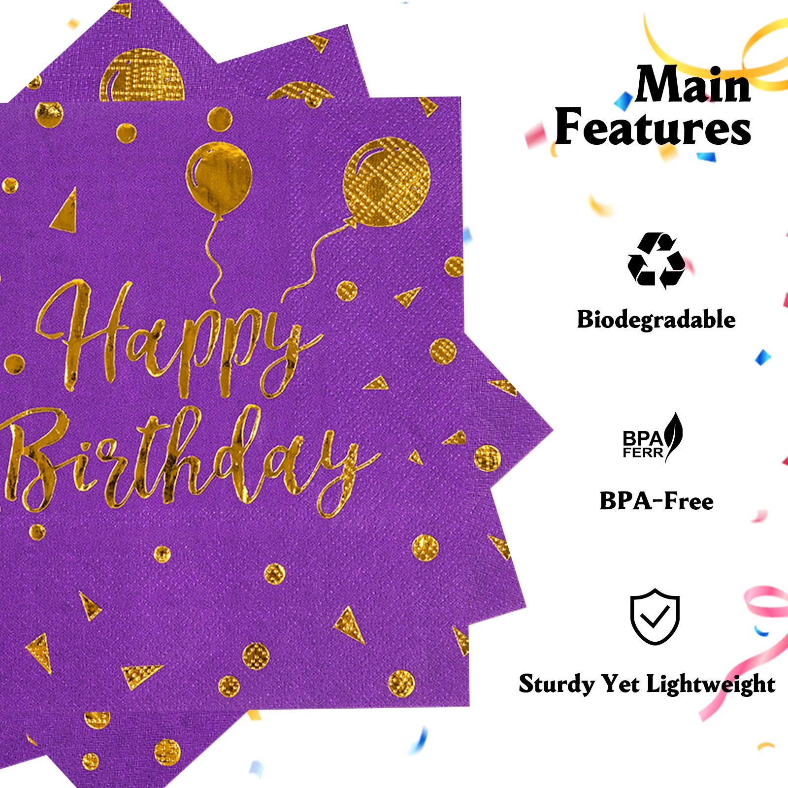 purple birthday napkin