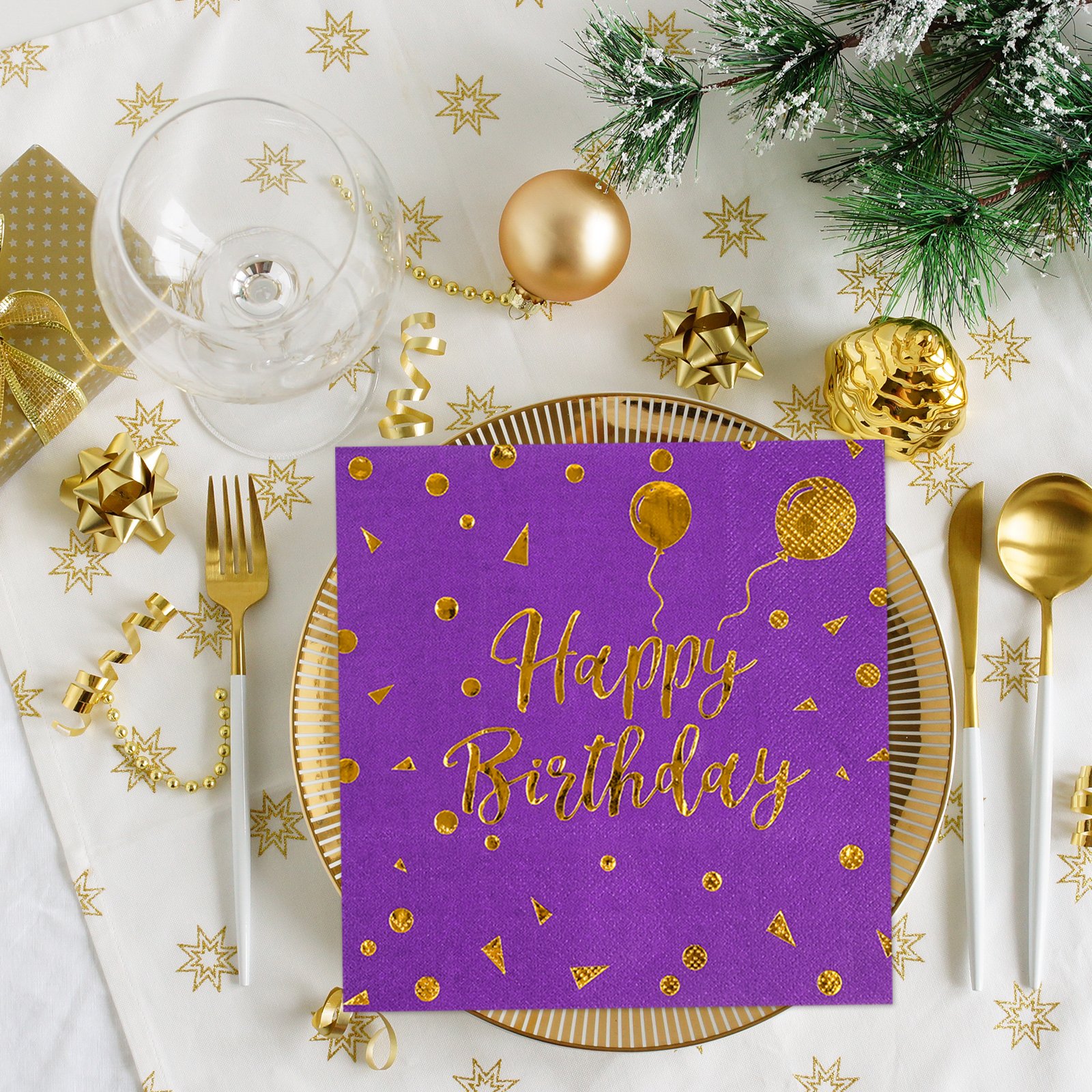 purple birthday napkin
