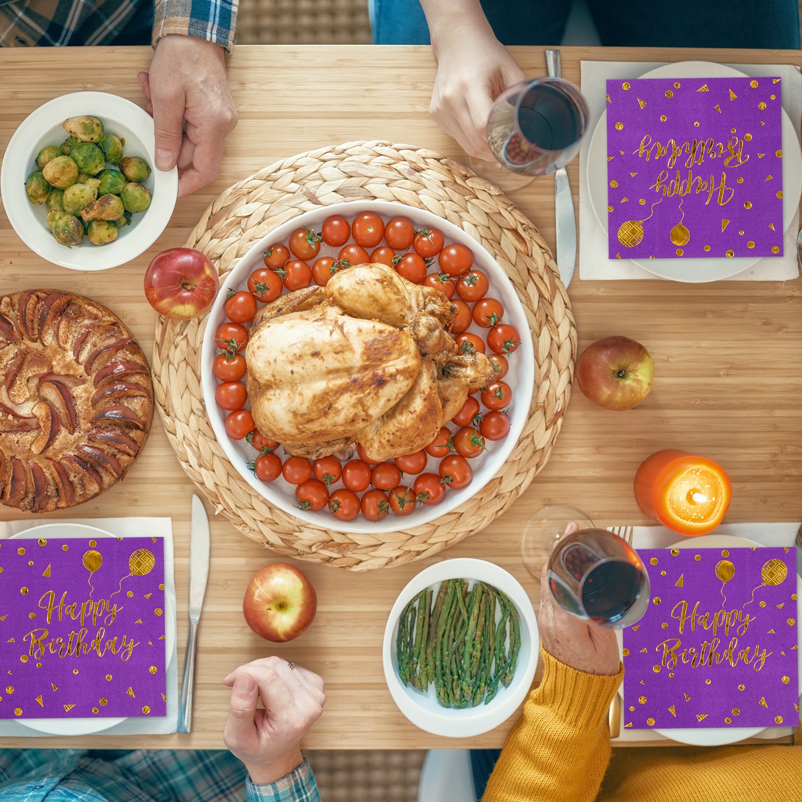 Royal Purple Birthday Napkins – Festive Celebration Motifs for Stylish Party Tableware - Image 3