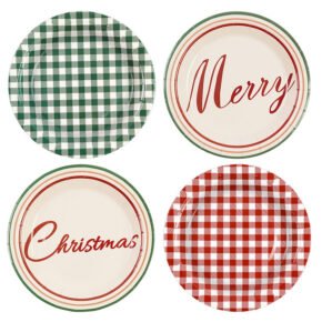 48 pcs of 7in red and green plaid 1 (1) Christmas Holiday Paper Plates