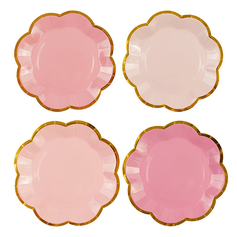 Elegant Hot Stamping Paper Plates in Pastel Hues with Delicate Gold Trim - Image 10