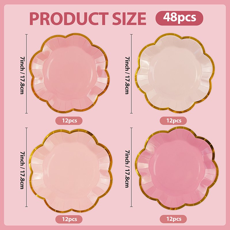 Elegant Hot Stamping Paper Plates in Pastel Hues with Delicate Gold Trim - Image 11