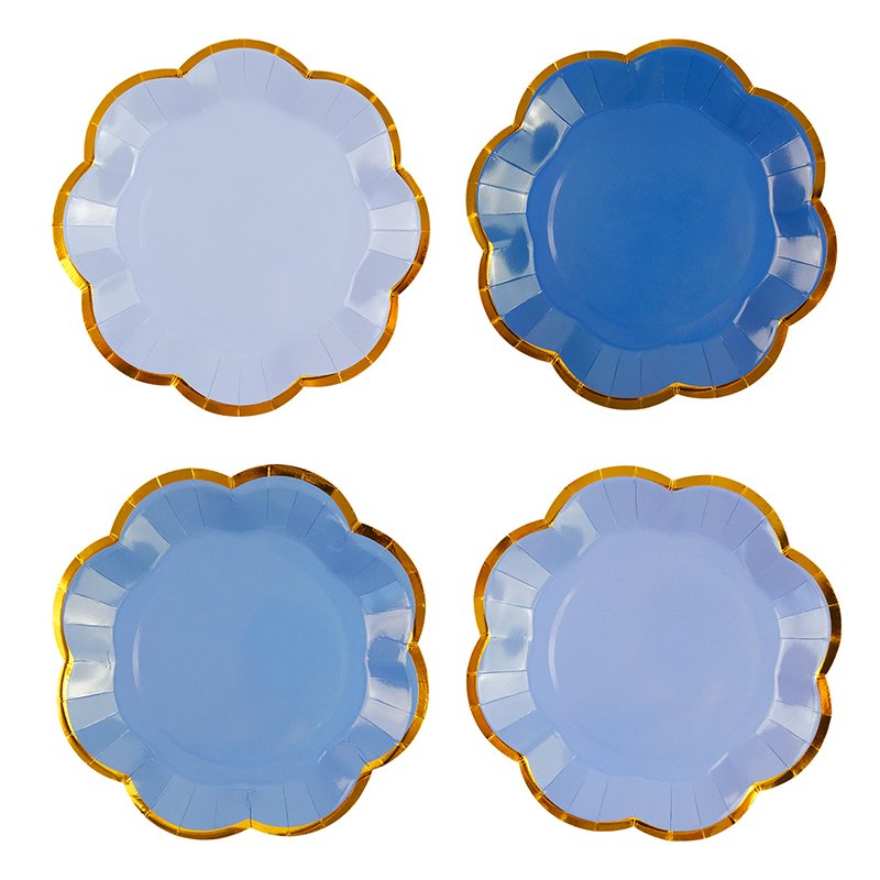 Elegant Hot Stamping Paper Plates in Pastel Hues with Delicate Gold Trim - Image 2
