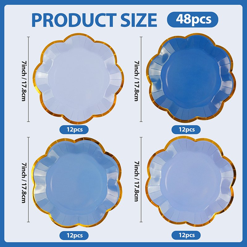 Elegant Hot Stamping Paper Plates in Pastel Hues with Delicate Gold Trim - Image 5