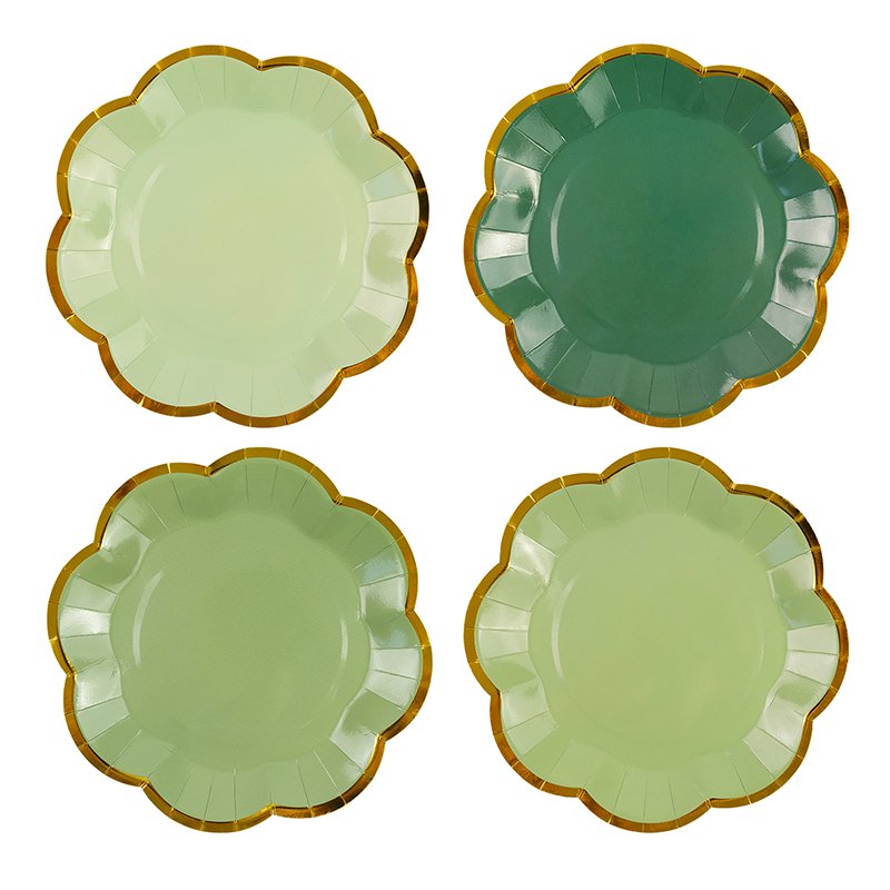 Elegant Hot Stamping Paper Plates in Pastel Hues with Delicate Gold Trim - Image 8