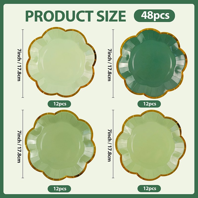 Elegant Hot Stamping Paper Plates in Pastel Hues with Delicate Gold Trim - Image 9