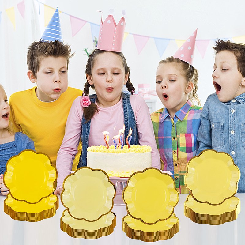 Elegant Hot Stamping Paper Plates in Pastel Hues with Delicate Gold Trim - Image 3