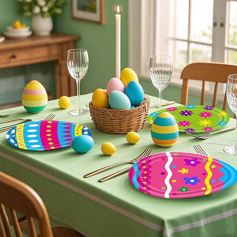 Holiday Series Easter Paper Plates Showcasing Vibrant Painted Egg Patterns – Image 4