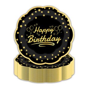 50 pieces of 7-inch lace black gold foil paper plates 1 (1) birthday party plates