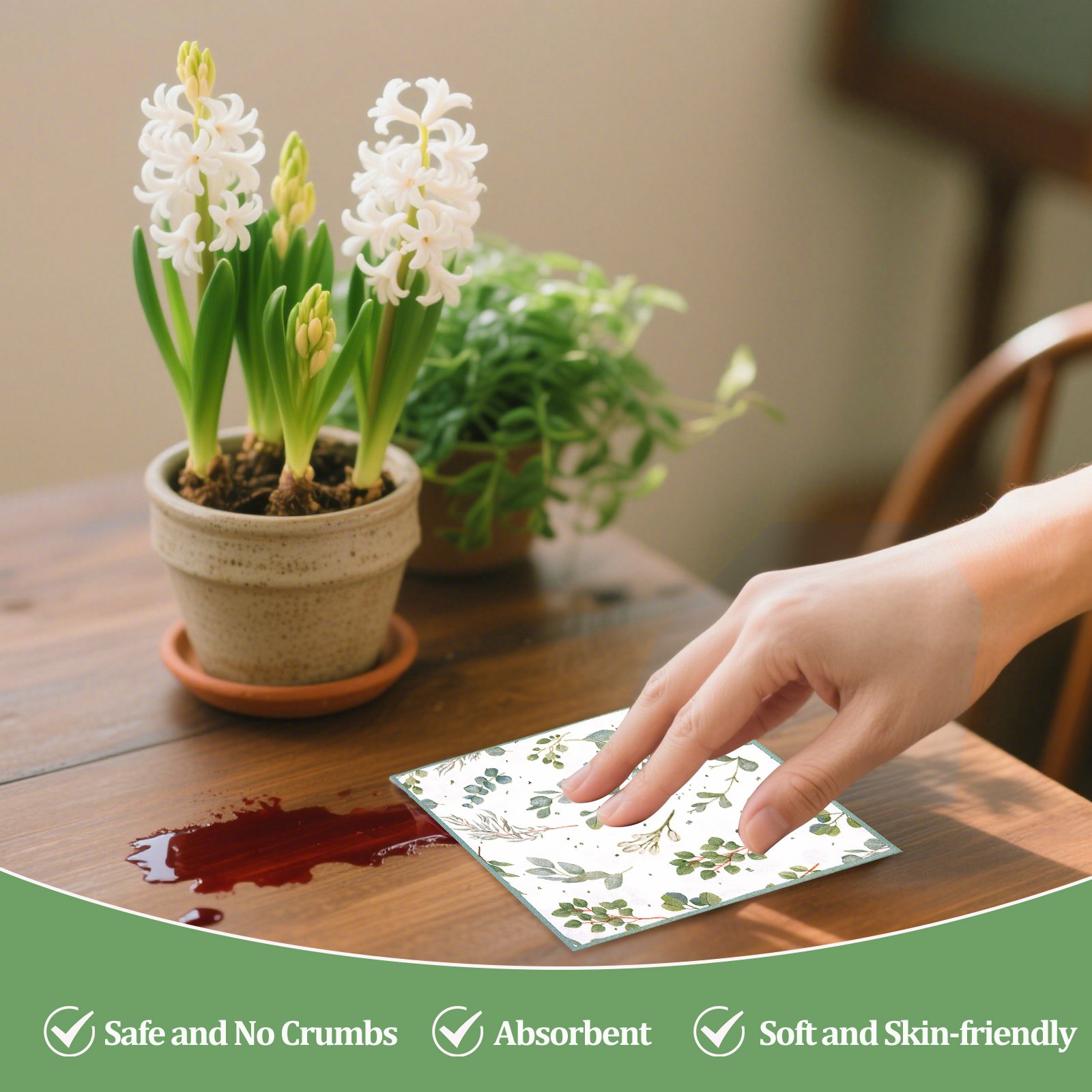 Tranquil Green Leaf napkin Featuring Delicate Foliage Motif Patterns - immagine 5