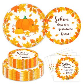 60 pcs of autumn 9in and 7in dinner plates + napkin (1) Autumn Paper Plates