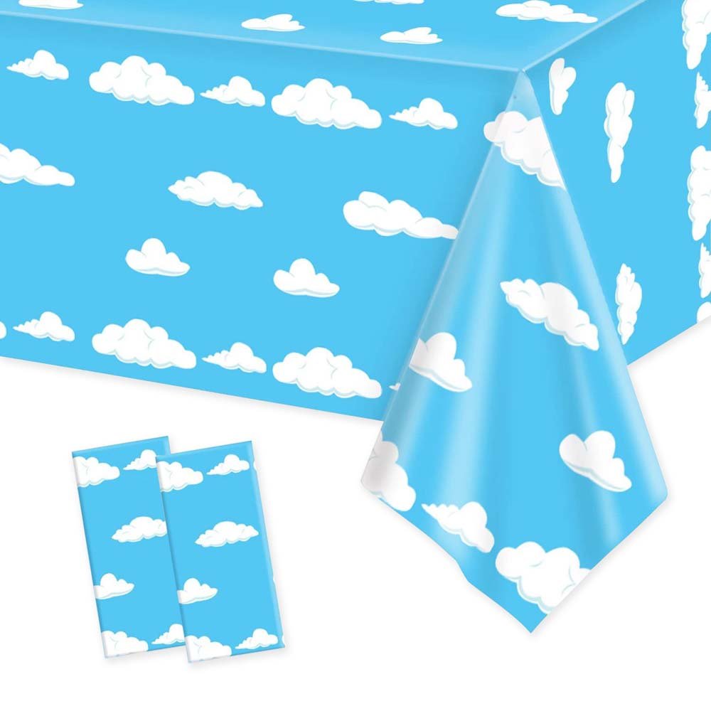 blue sky cloud print tablecloth