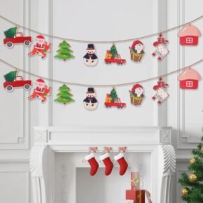 Christmas4 (7) Wooden Christmas Hanging Flag Banner