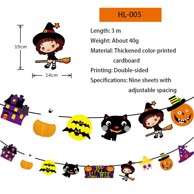 Halloween Hanging Flag Banners – Paper Material, Various Sizes & Festive Styles - Image 3