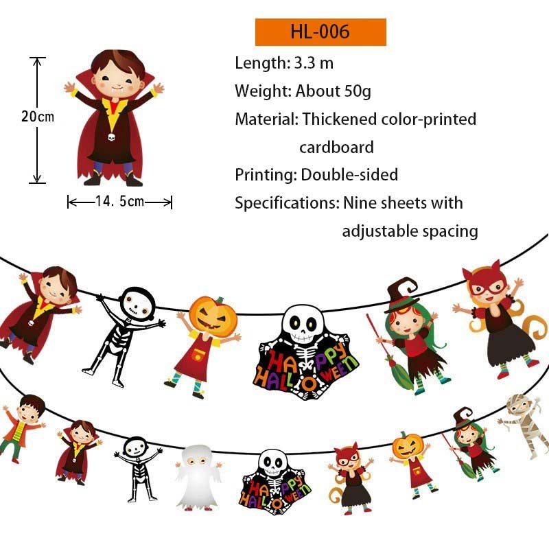 Halloween Hanging Flag Banners – Paper Material, Various Sizes & Festive Styles - Image 2
