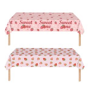 pink strawberry party tablecloths