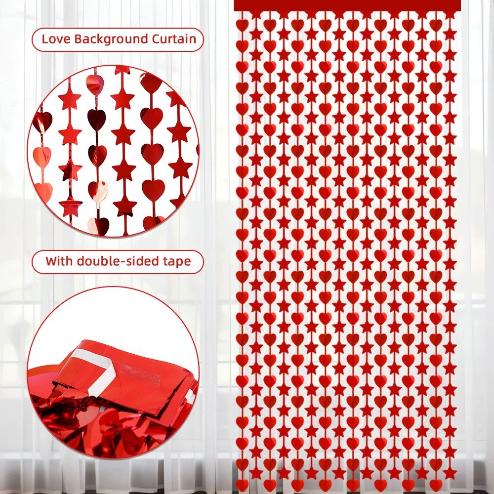 Valentine's Day Star Love Rain Curtain
