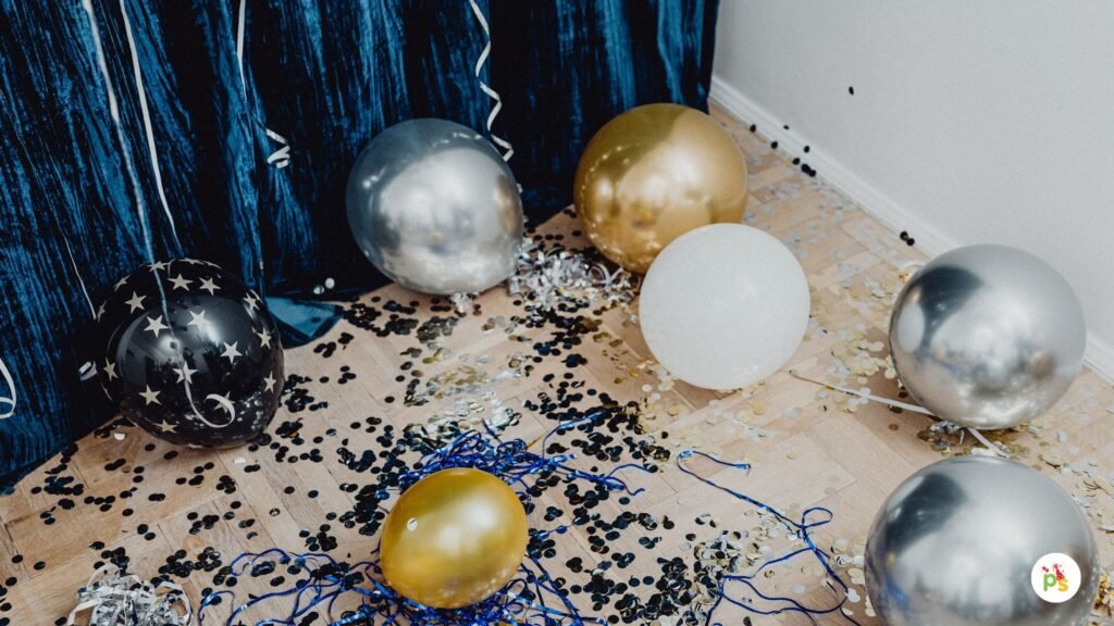 Glitter and chrome balloons